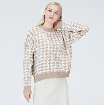 Tayla Houndstooth Sweater - SunsetFashionLA